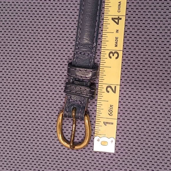 La Jolla Blue Leather Skinny Belt With Brass Buckle - Picture 7 of 14